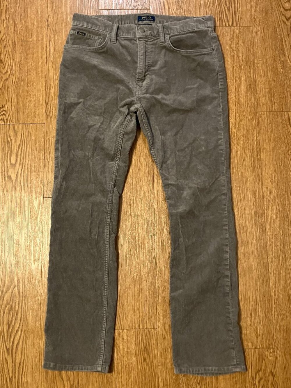 Polo Ralph Lauren Varick Slim Straight Corduroy Pants Mens 32x30 Gray Stretch